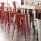 Flash Furniture 30" Red Metal Counter Stool-Teak Poly Seat CH-31320-30GB-RED-PL2T-GG - alternate 1